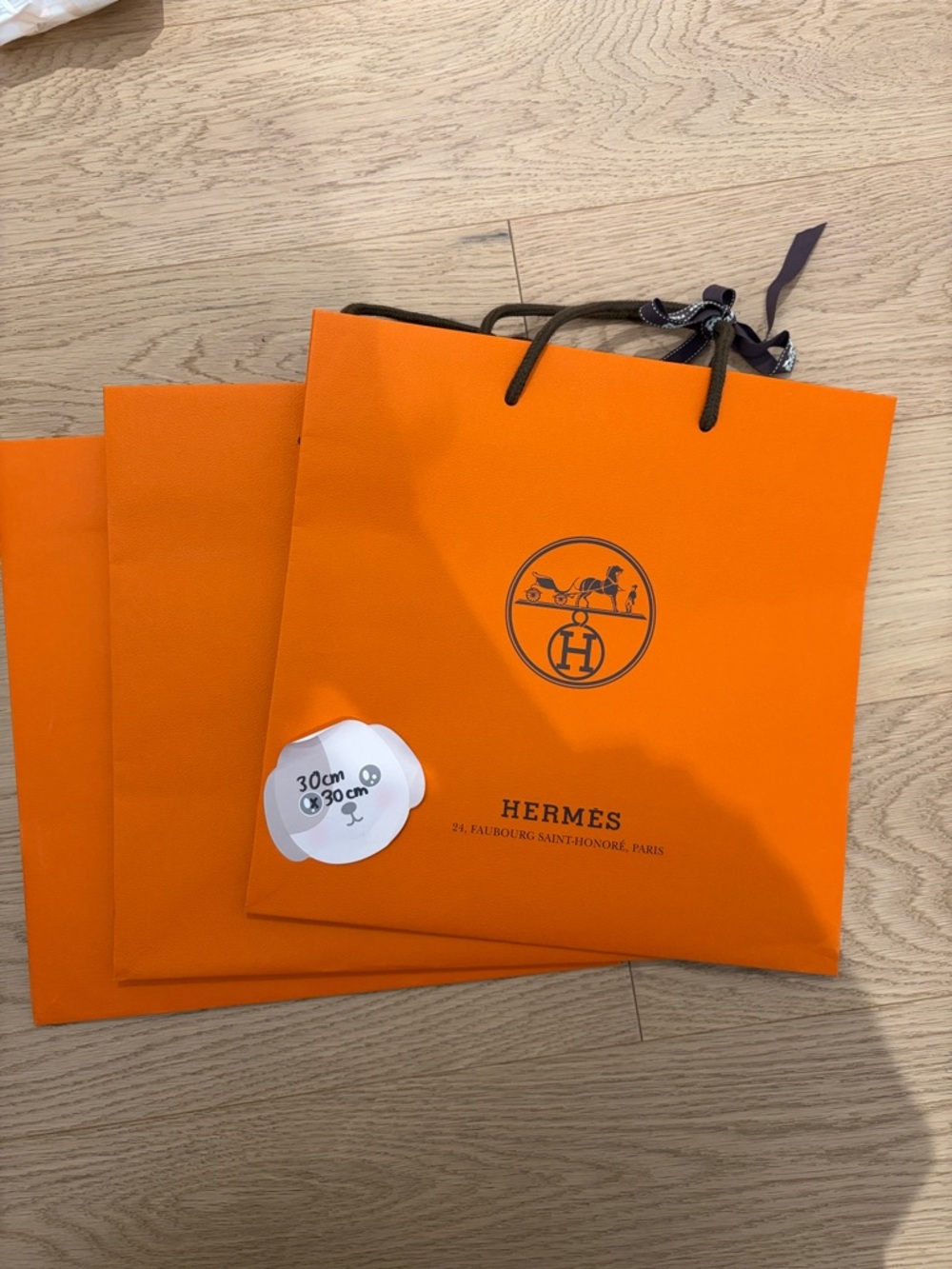 Hermes Bright Orange Signature Shopping Bag